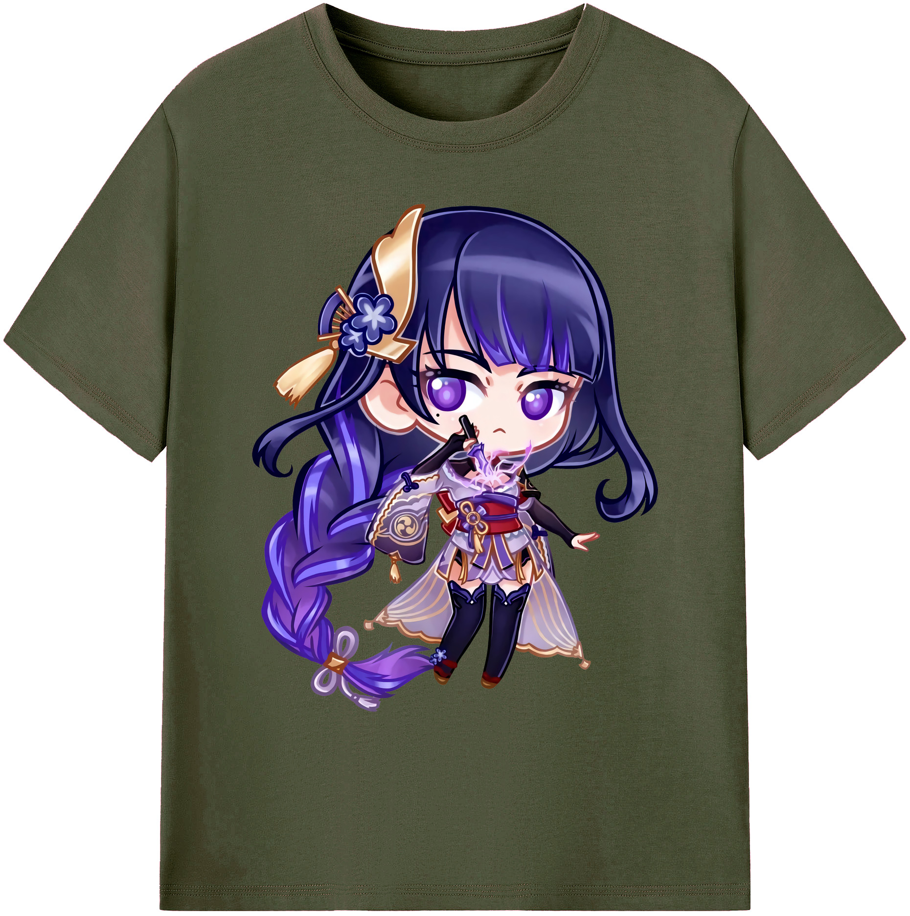 げんし神 雷電将軍 らいでんしょうぐん genshin Raiden Shogun 綿100％ メンズ半袖Tシャツ｜肌触りやわらか＆通気性